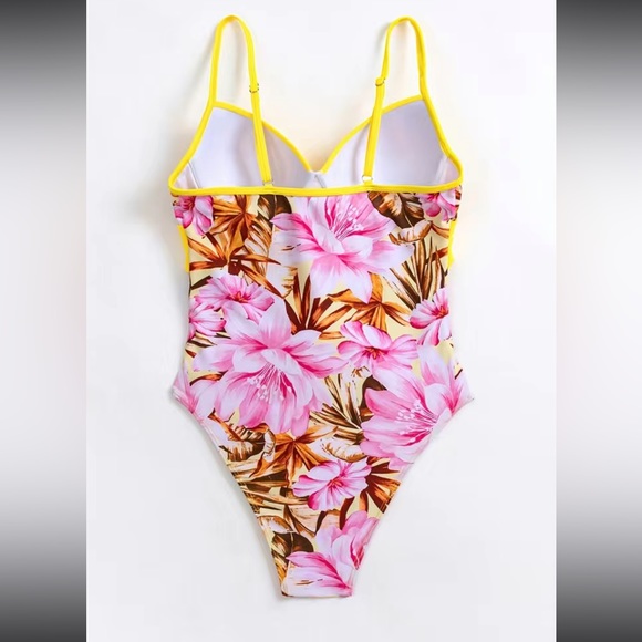 Boho tropical floral print one piece swimsuit - Picture 7 of 16